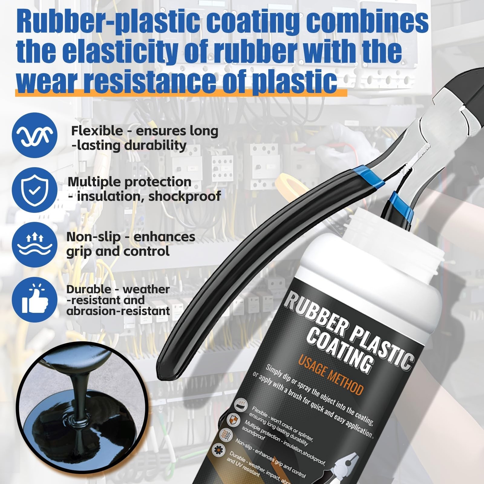 Tool Dip Rubber Coating, Liquid Rubber Dip Flexible Peelable Protective Coati...