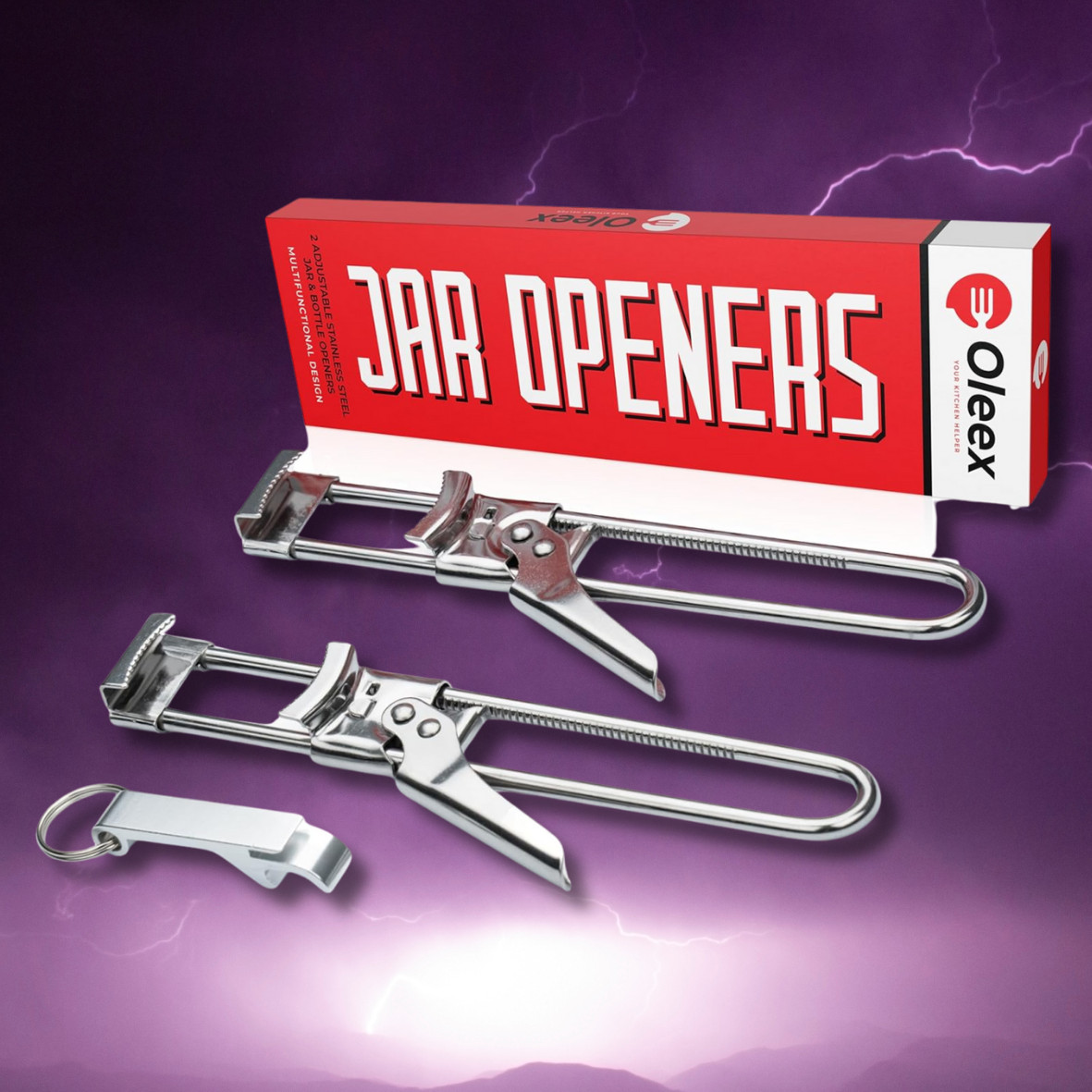 2X Adjustable Multifunctional Stainless Steel Can Opener Jar Lid Gripper Kitchen