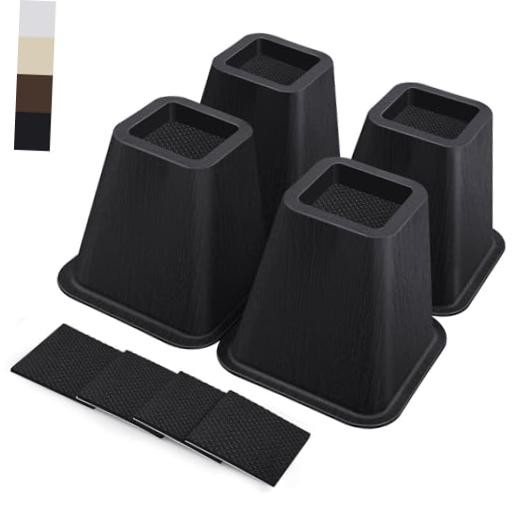 6 Inch Heavy Duty Bed Risers, Furniture Risers for Desk, 6 IN - 4 pack Black