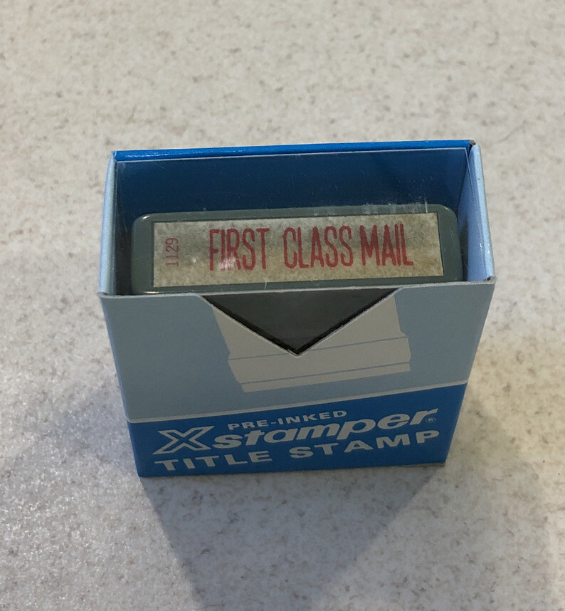 X-Stamper Message Tile Stamp, First Class Mail, Pre-Inked One-Color, Red 1129