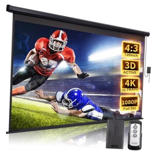 120 Inch Projector Screen Motorized 4:3 HD Electric Rising 120in(4:3)-Black