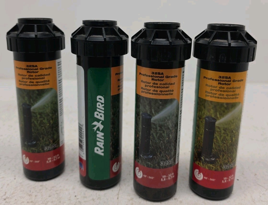 4 Pcs Rain Bird 32SA 4" Pop Up Gear Drive Rotor Sprinkler 19-32' 40-360 Degree