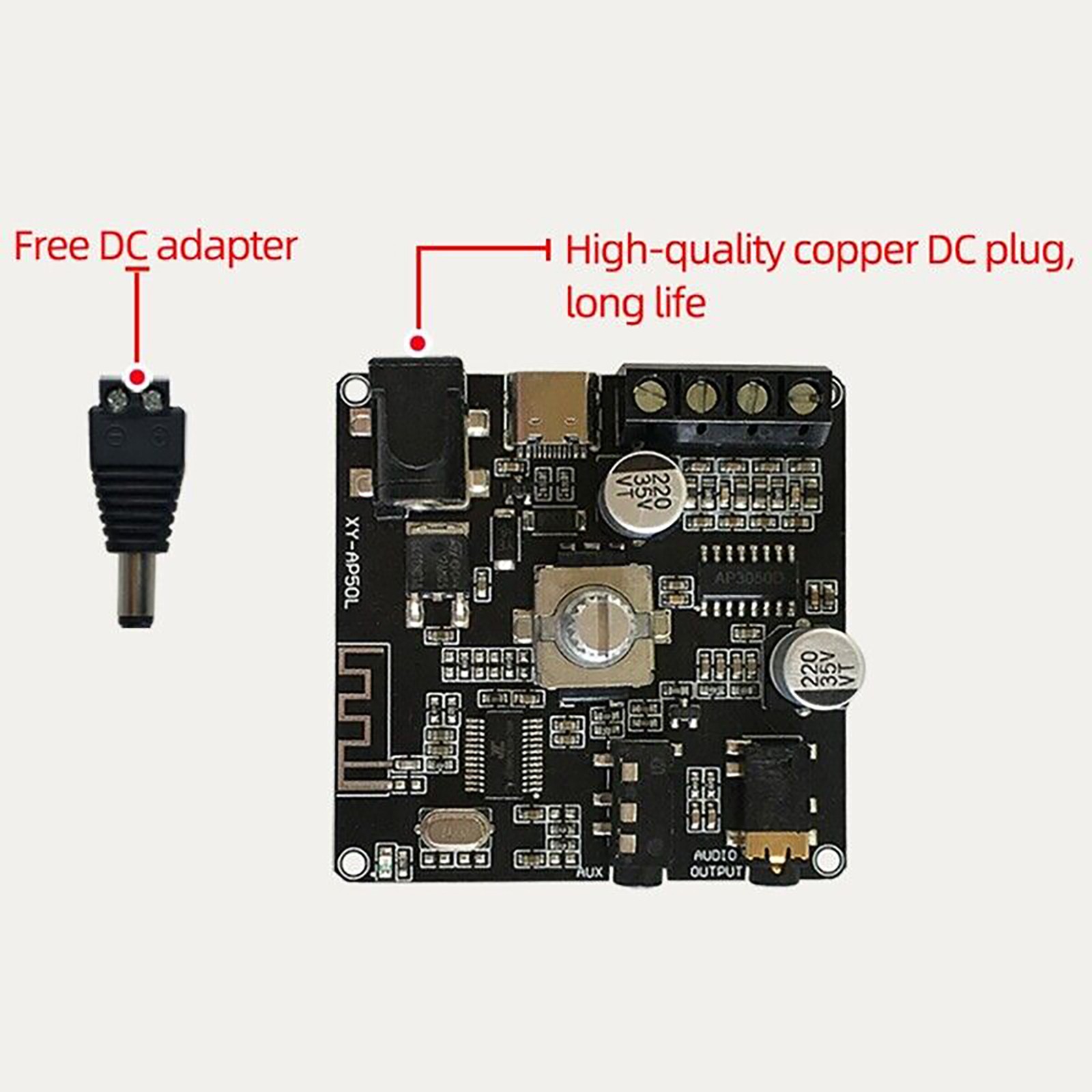 5-24V Mini Bluetooth 5.0 Wireless Stereo Audio Amplifier Board Accessories