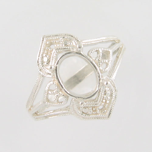 PRE-NOTCHED 8X6 OVAL DESIGNER SOLITAIRE VINTAGE RING STERLING SILVER CR1917SS