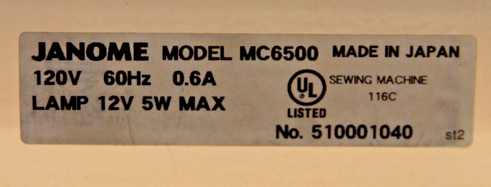 JANOME MEMORY CRAFT MC6500 COMPUTER SEWING MACHINE W/ CONTROLLER PEDAL WORKS