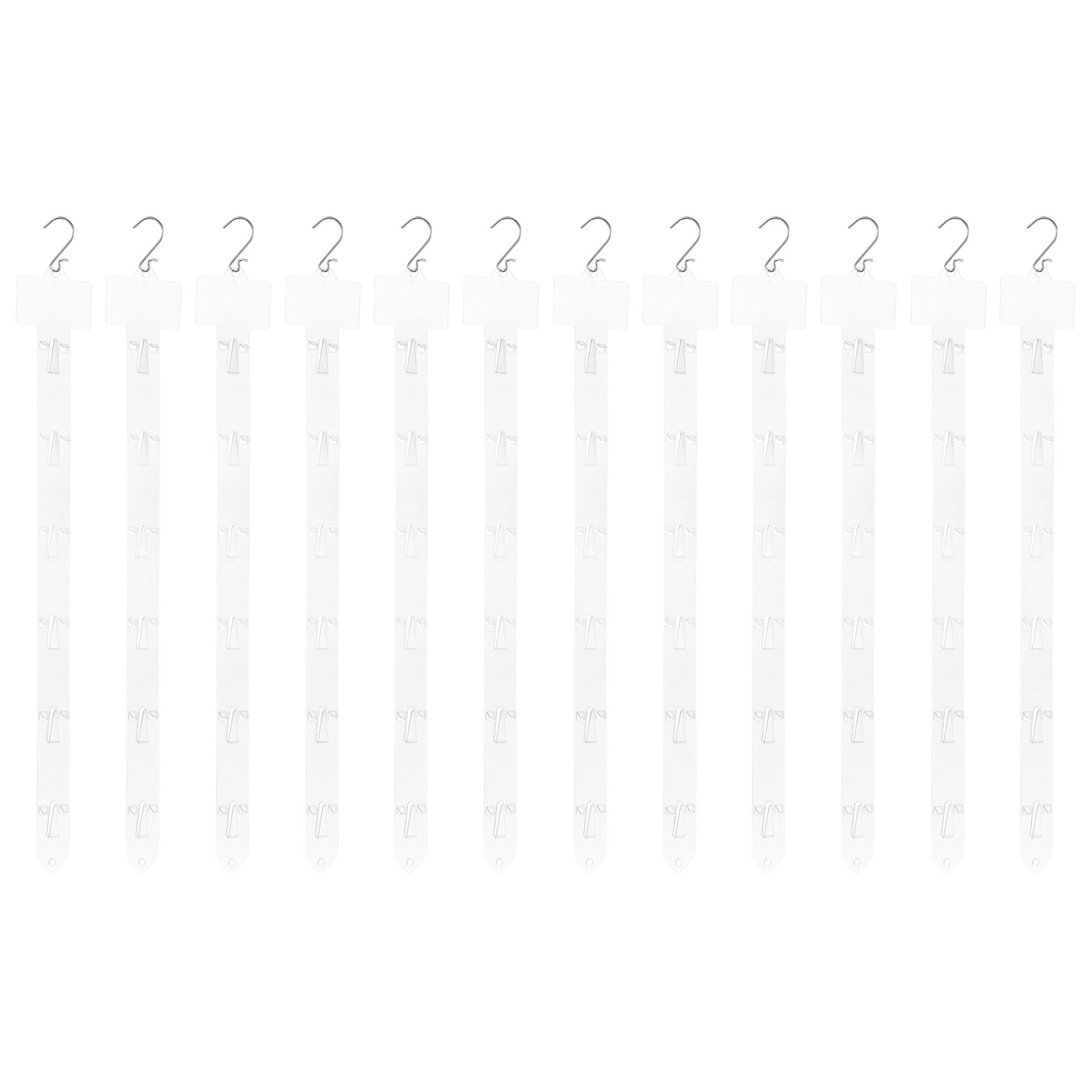 12Pcs Hanging Merchandise Strips with Hook, 18.5" Display Rack Stand, Clear