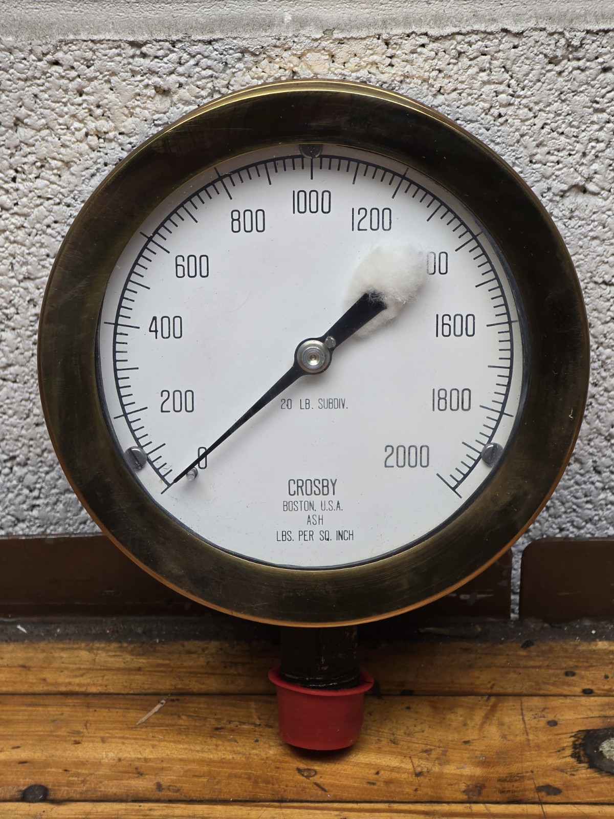 Vintage Crosby Solid Brass 2000psi Pressure Gauge 4-1/2" Face NEW