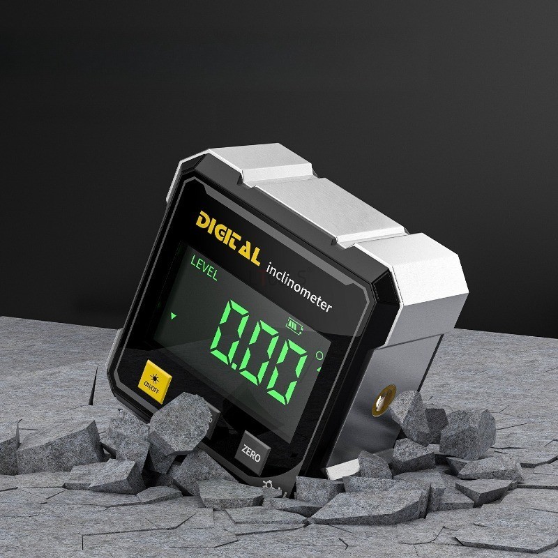 4-Sided Magnetic Digital Angle Finder 360° LCD Laser Protractor Gauge