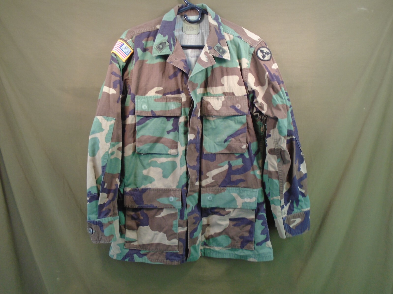 US Military Army BDU Camo Coat Shirt Hot Weather Size Small Regular 1996 170-A