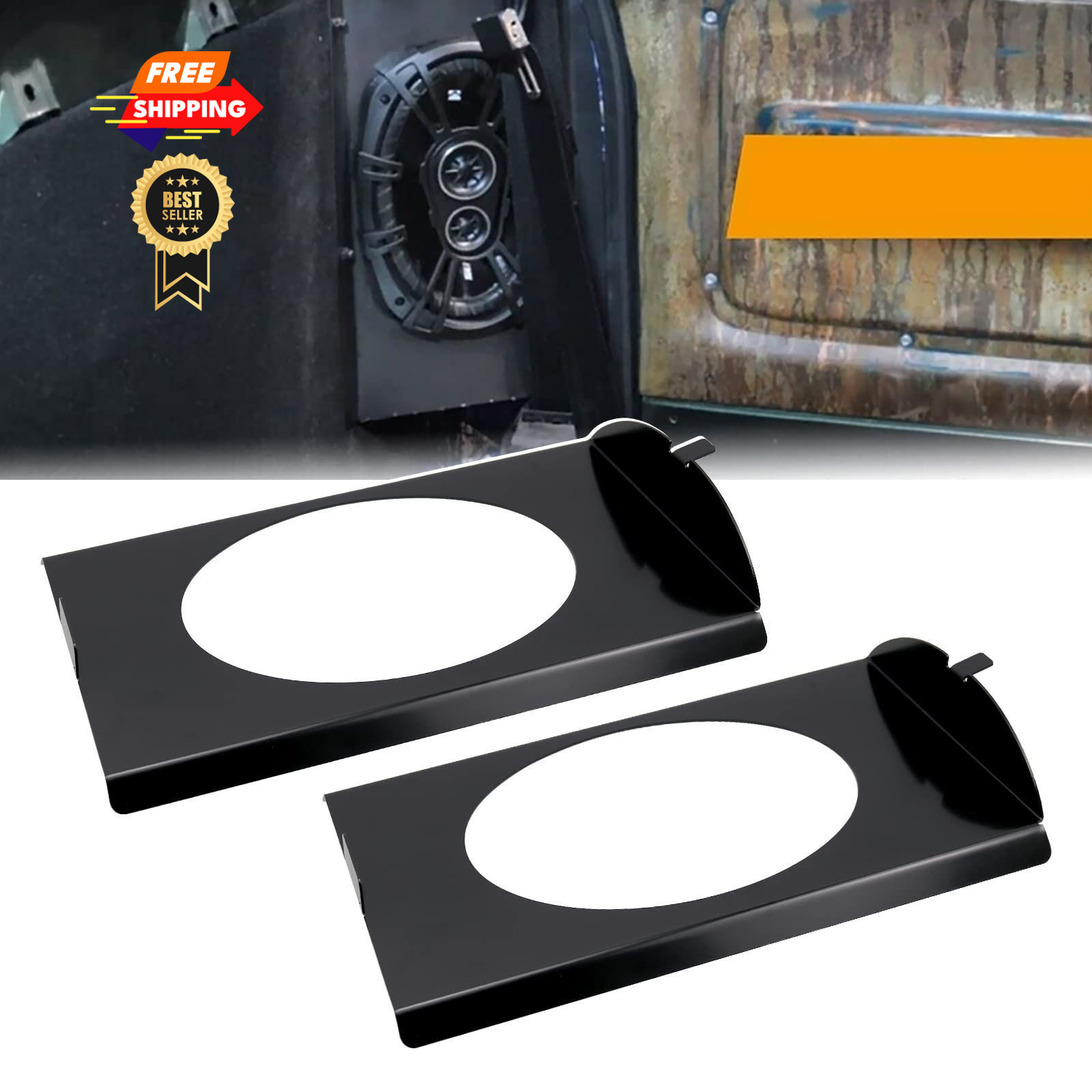 RULLINE 6x9 Speaker Brackets Compatible with Chevy C10 Squarebody 73-87 Black