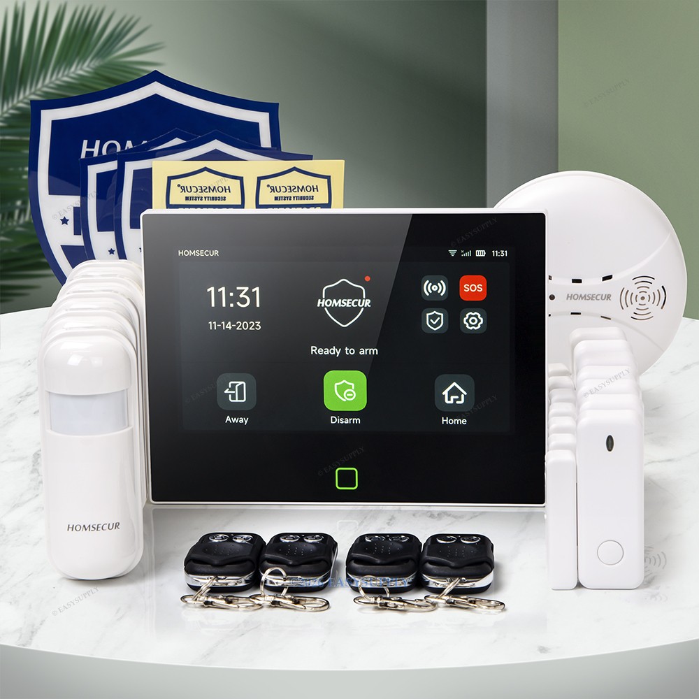 HOMSECUR Wireless WIFI 4G 2G LCD Home Alarm System 7" Touch Screen