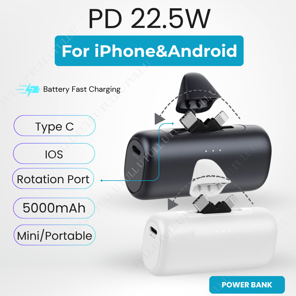 5000mAh Portable Power Bank Mini Pocket 22.5W Battery Charger For Android iPhone