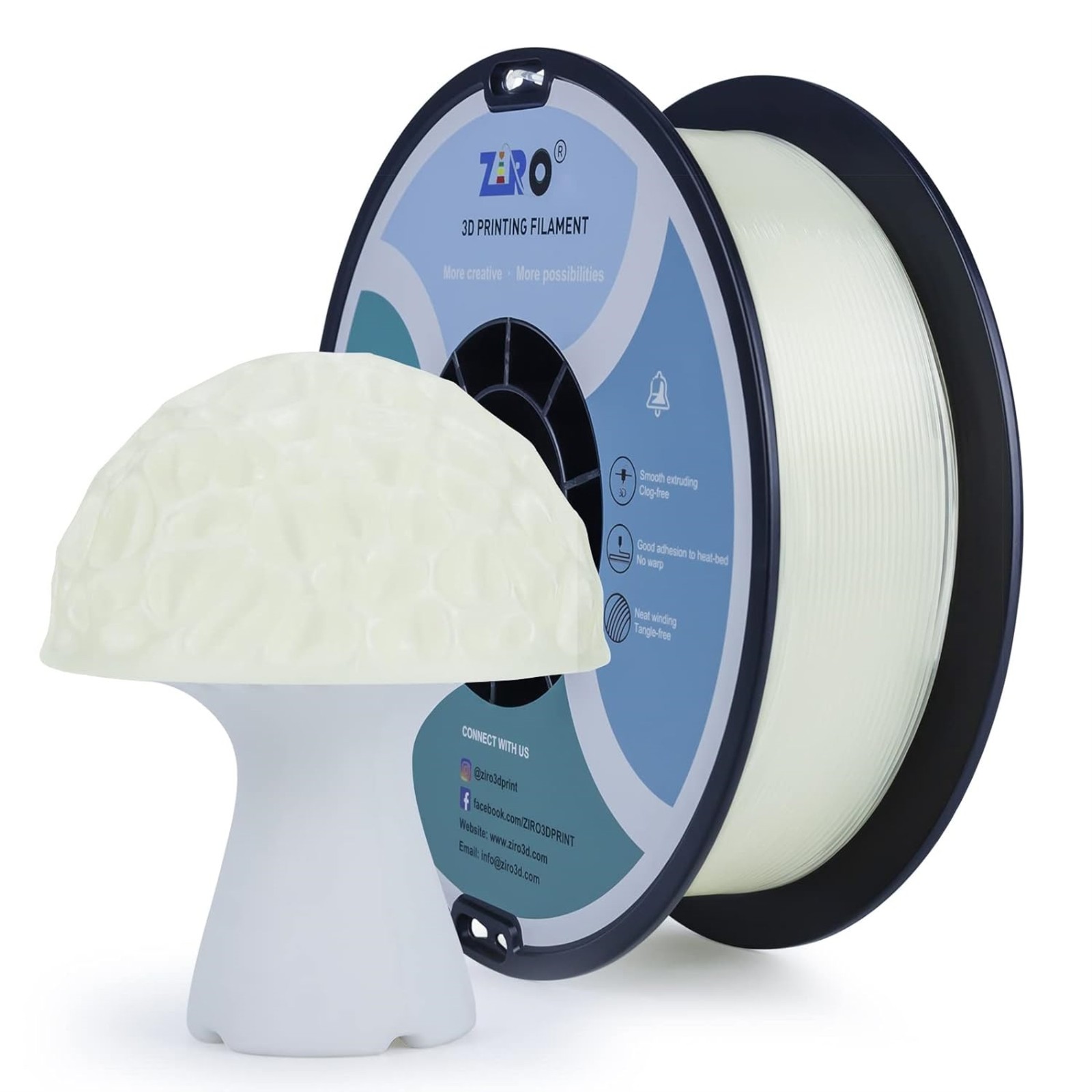 Ziro 3D PLA PRO Filament, 1.75mm 1kg, Transparent Natural
