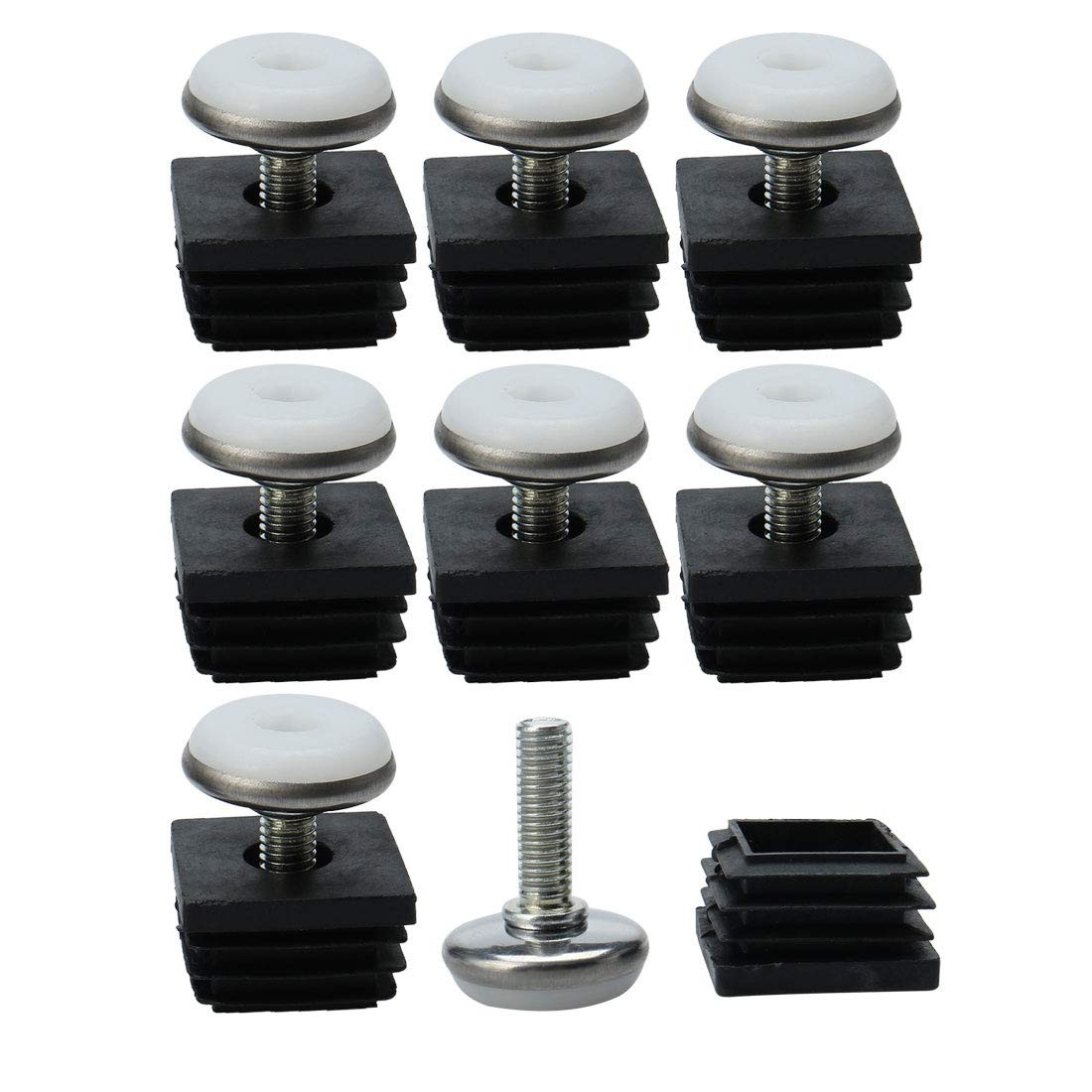 uxcell Leveling Feet 25 x 25mm Square Tube Inserts Kit 8 Sets, Black