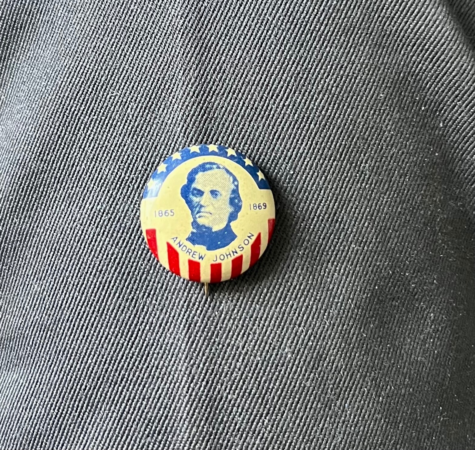 From A Set Of American Presidents Made 1945-52 Andrew Johnson  13/16" Litho