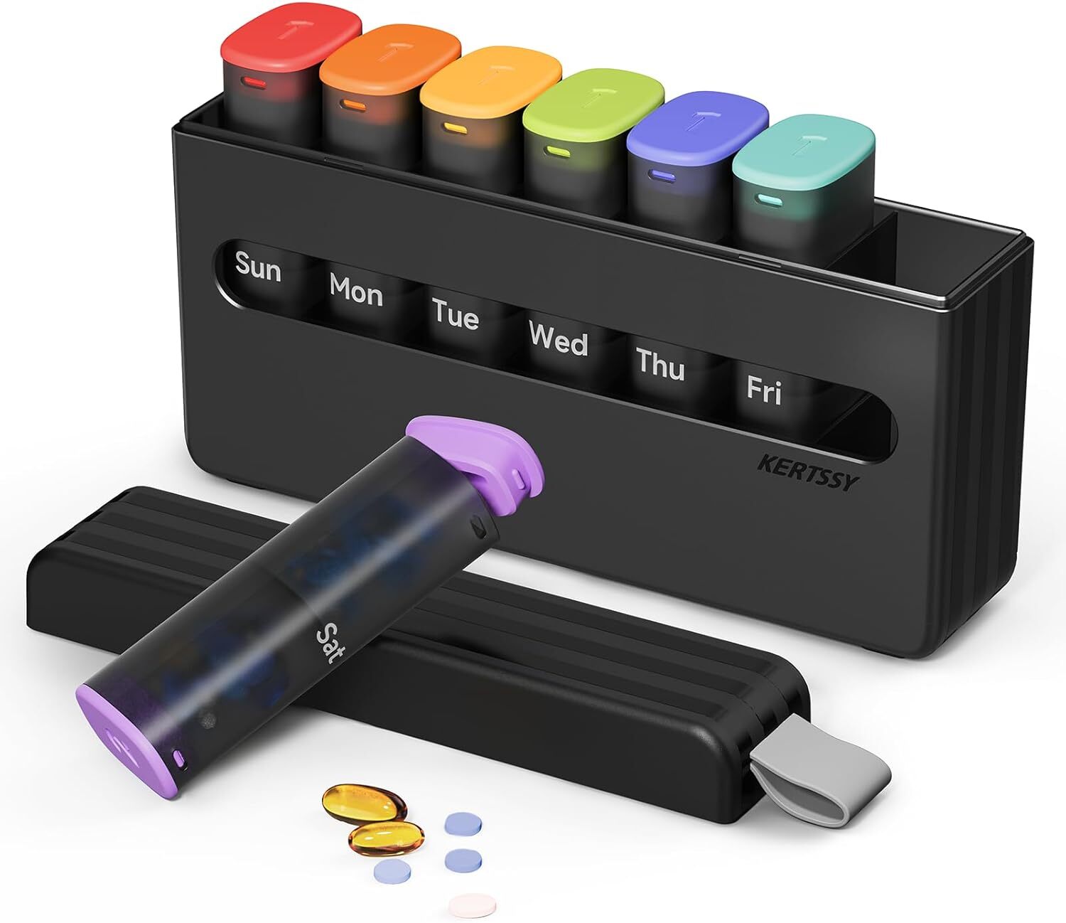 Weekly Pill Organizer 2 Times a Day - Am Pm Box 7 Day, Translucent Black
