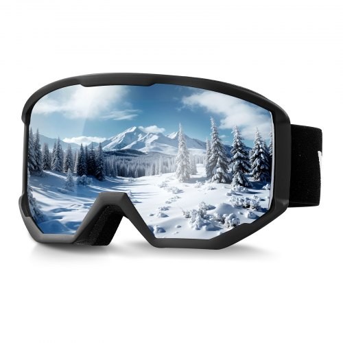 HOT/ Ski Goggles,Cylindrical Lens with Silver Mirror Revo Coating,OTG Anti fog