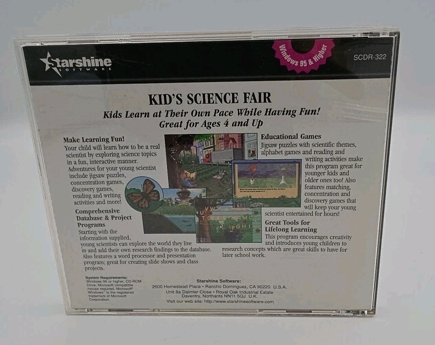 Kids Science Fair CD Rom Learning Activities Knowledge Starshine Windows 95