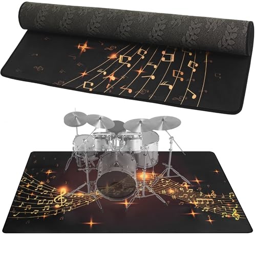 Drum Rug, 4 Ft x 5 Ft Drum Mat Drum Carpet Music Rug with Non-Slip Bottom,