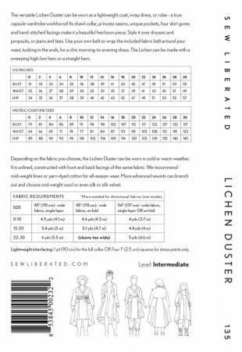 Lichen Duster Sewing Pattern! Perfect Layering Piece! Sew Liberated Sizes 0-30