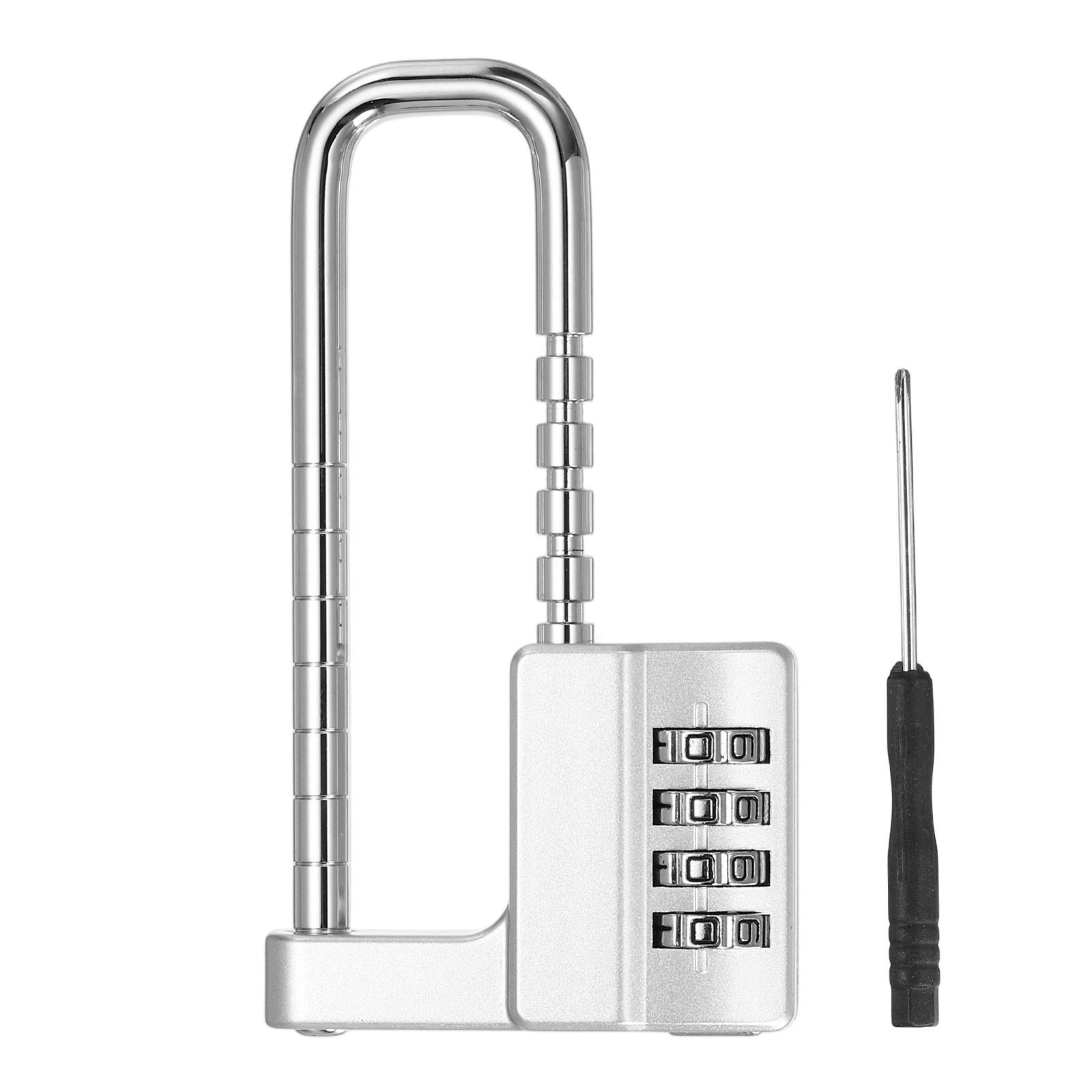 4 Digit Combination Padlock, (4.6 Inch, Silver), Cabinet Lock Adjustable