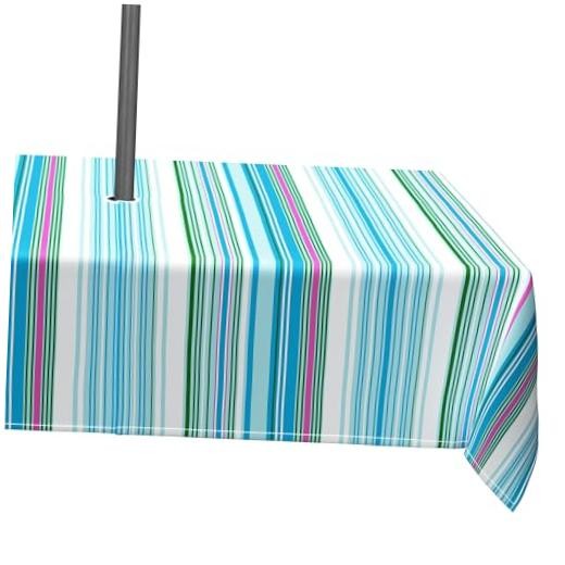 Outdoor Tablecloth with Umbrella Hole and 84" x 60" (Rectangular) 03stripes