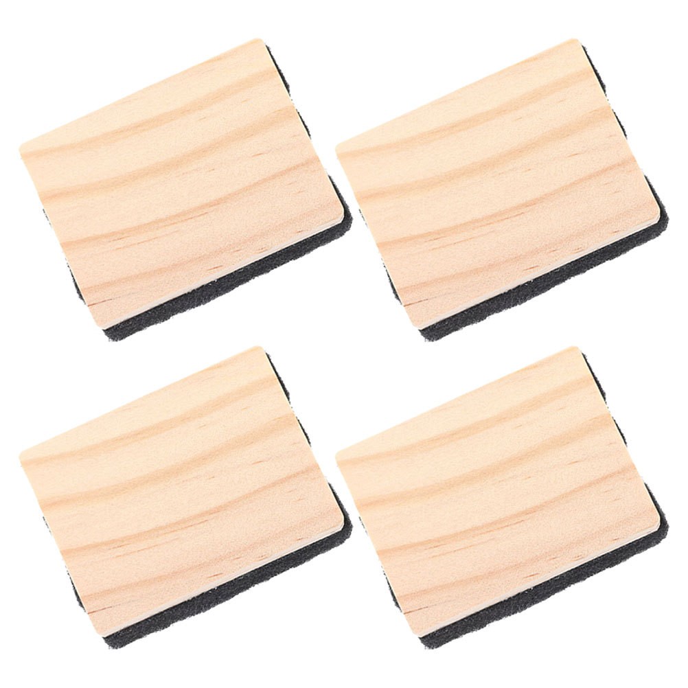 4Pcs Sleek Wooden Dry Erasers Reusable Whiteboard and Blackboard Cleaning Set