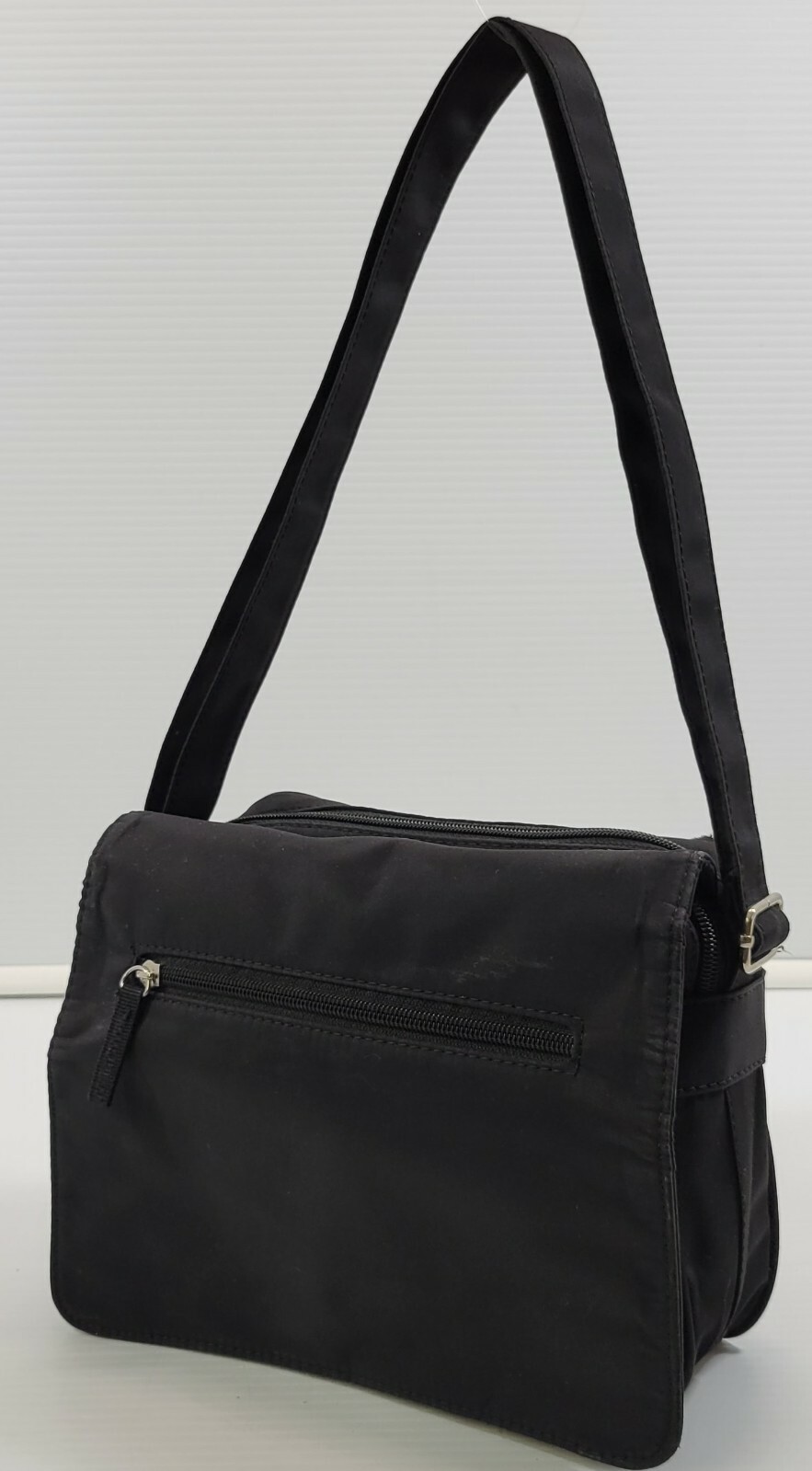 Black Shoulder Strap Travel Bag Flip Lid ID Money Holder Luggage