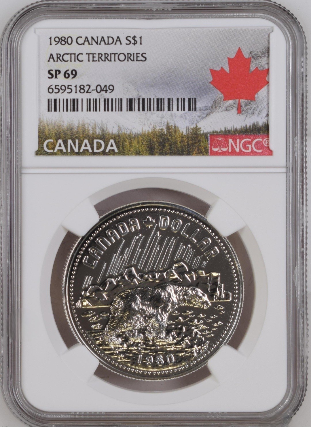 1980 Canada Silver $1 Arctic Territories Specimen NGC SP69