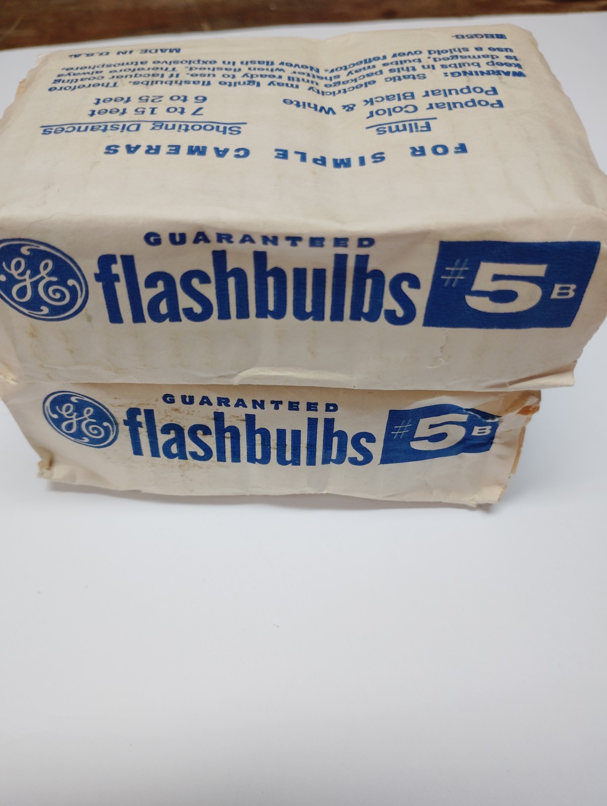 Two Packs Of Vintage Camera GE Flash Bulbs #5B