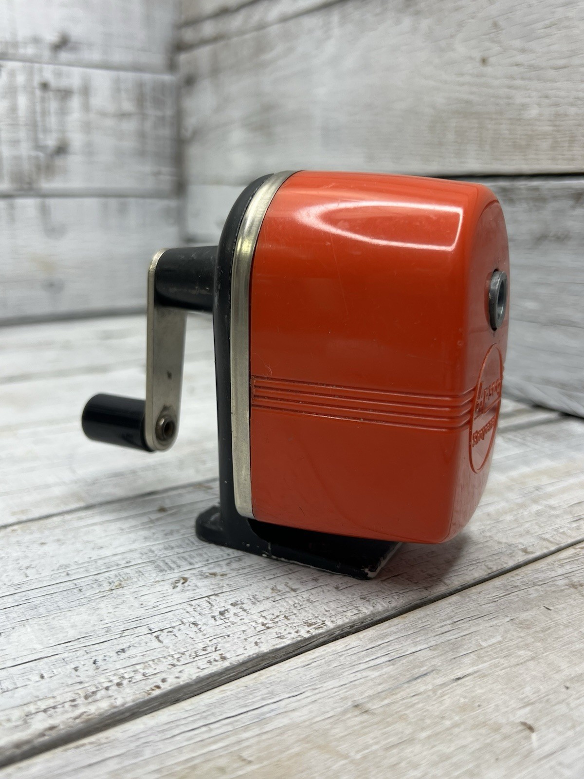 Vintage Red APSCO Berol wall mount manual pencil sharpener Works Used AS-IS