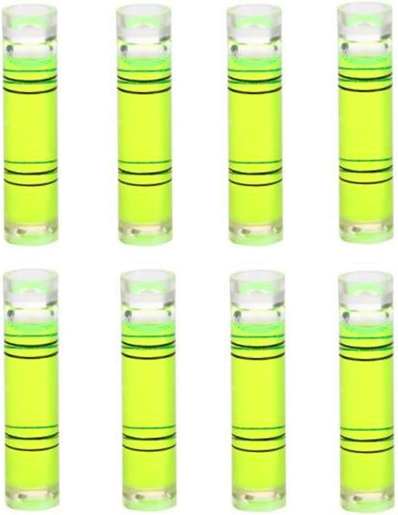 8 Pieces Mini Cylindrical Level Small Horizontal Bubble Levels 9.5X40Mm Bubble S