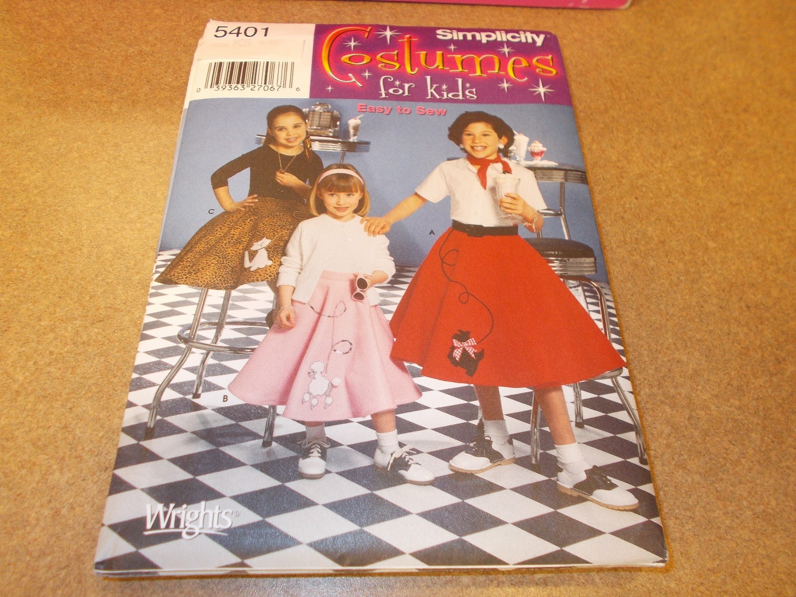 Simplicity Costume Pattern 5401 Girls Circle Skirts~ Poodle, Scottie & Cat Skirt