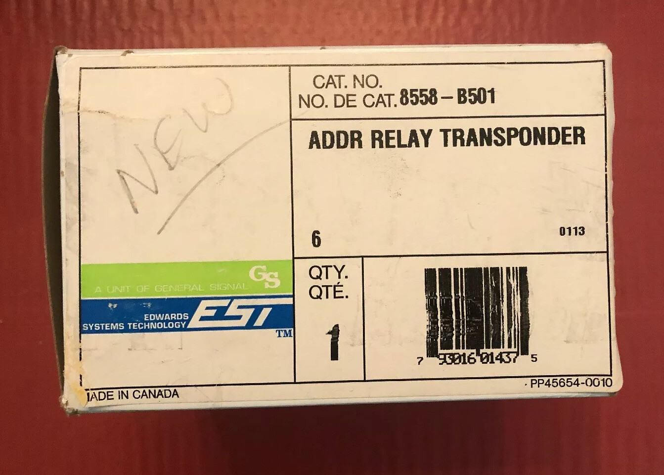 Fire Alarm EST ADDR Relay Transponder NEW Open Box