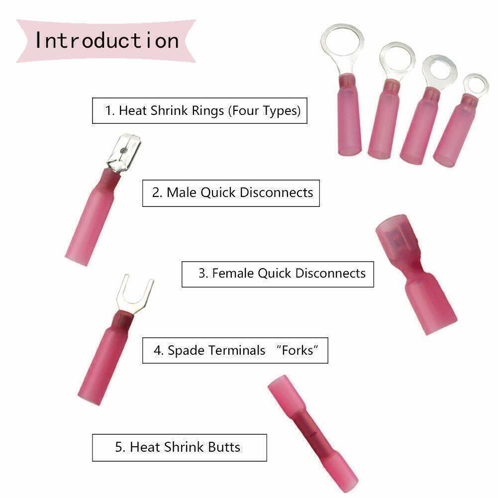 240PCS Heat Shrink Electrical Wire Connectors Marine Insulation Crimp Terminals