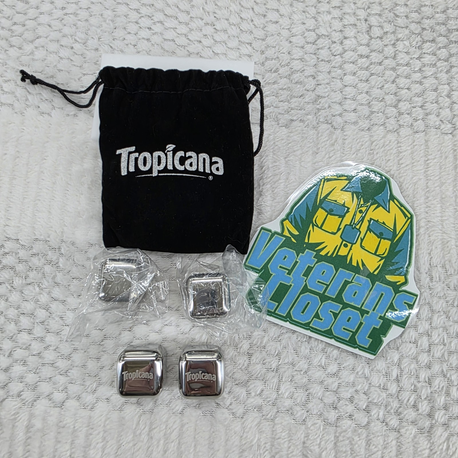 Tropicana Stainless Steel Whiskey Stones Reusable Ice Cubes Chilling Rocks NIB