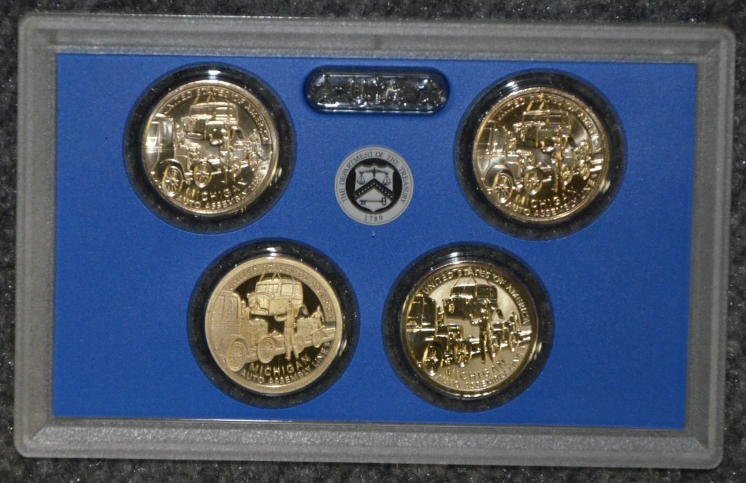 2025 P D S S Complete 4-Coin Michigan Auto Assembly Innovation Dollar Coin Set