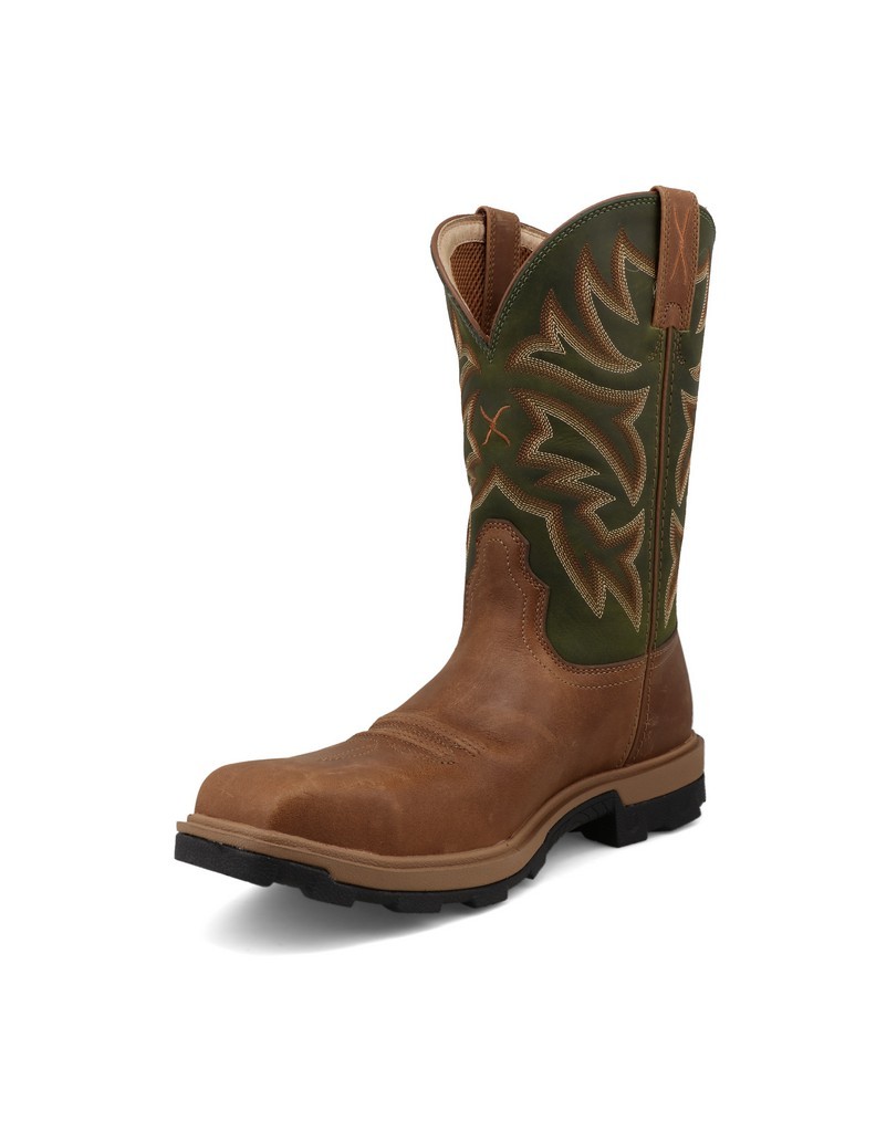 Twisted X Work Boots Mens UltraLite X Leather WP 14 EE Brown MULN001