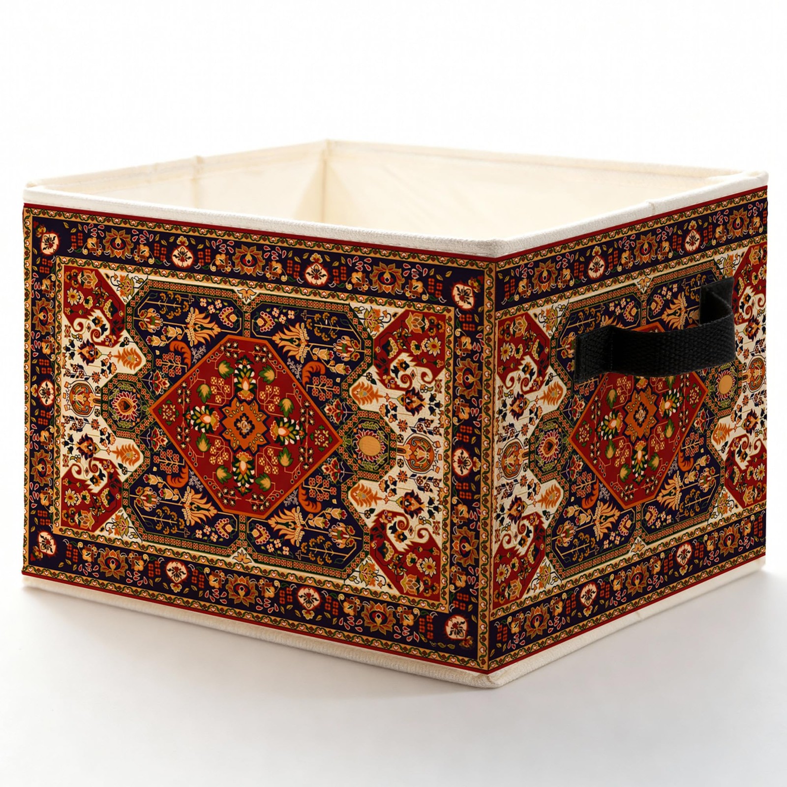 Red Vintage Botanical Floral Storage Bins Box, Toybox for Girls, Antique Orie...