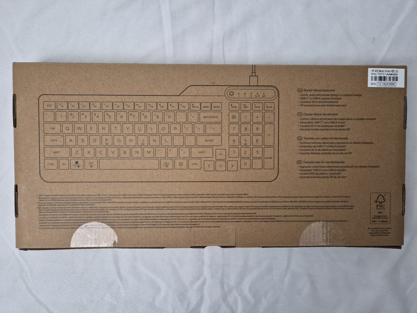 7N7C1AA#ABA HP 405 keyboard multi device 65 percent compact US black