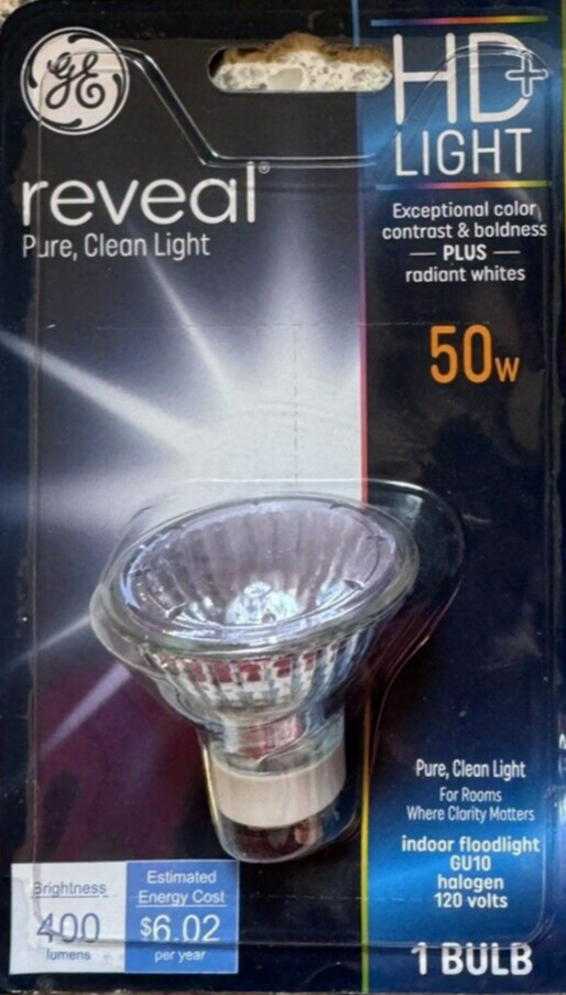 GE Reveal HD+ Light 50W / 120-Volt GU10 Flood Light Bulb - NEW