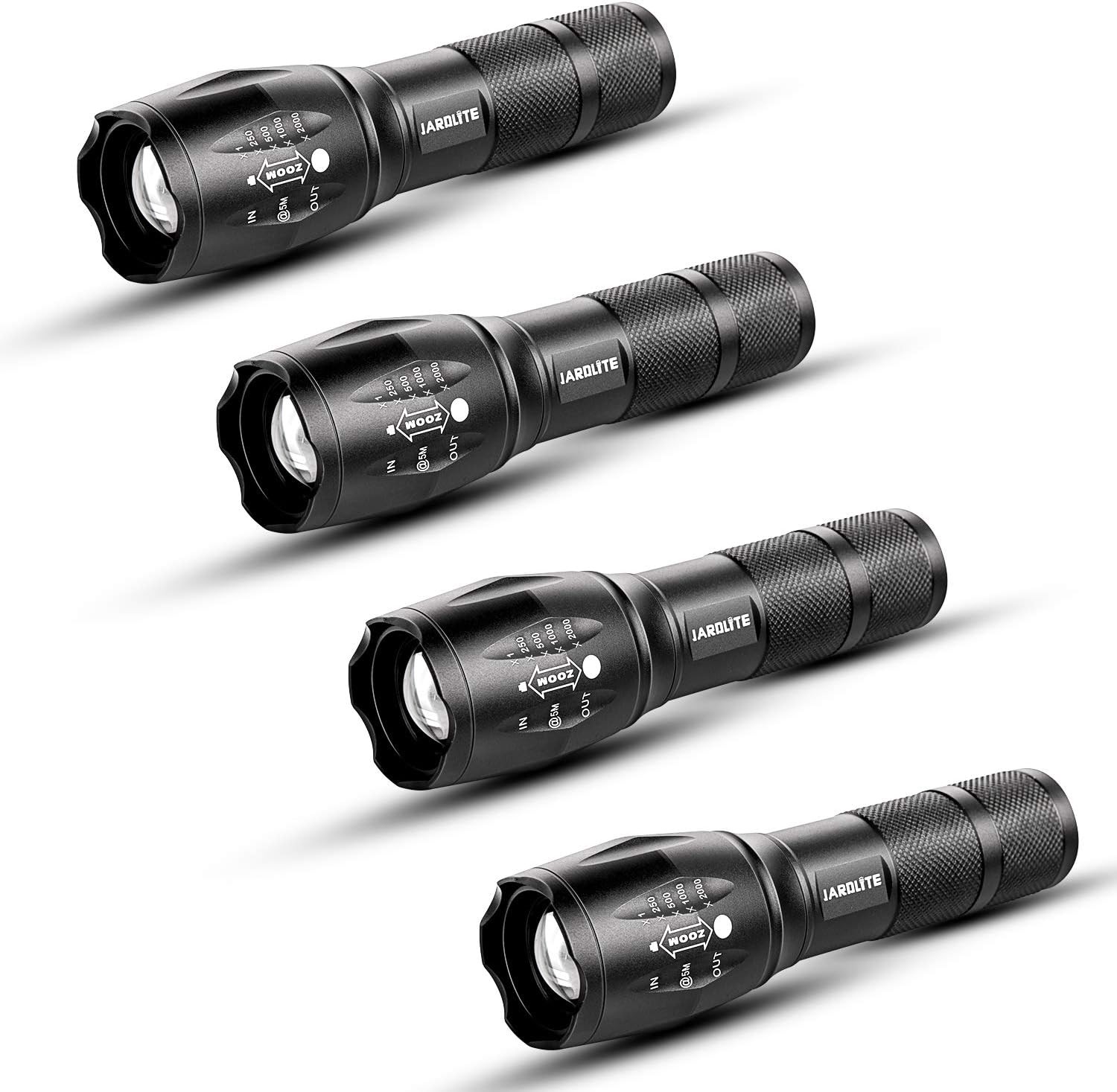 JARDLITE LED Flashlight 4 Pack, 5 Modes Waterproof Tactical Torch for Camping