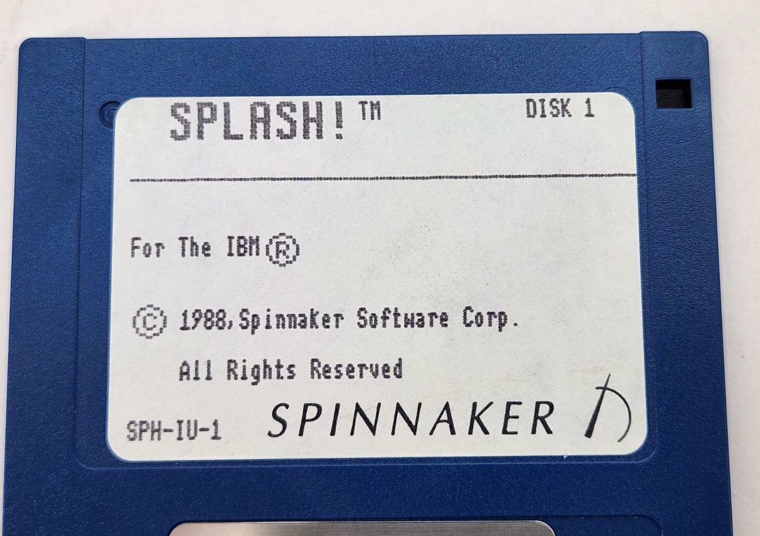 1988 Spinnaker Splash! SPH-IU-1 3.5" floppy Disks only. Paint program Untested