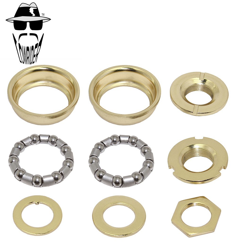 ORIGINAL LOWRIDER Gold Bottom Bracket Set w/Bearings 1-Piece Crank, 5/16x7.