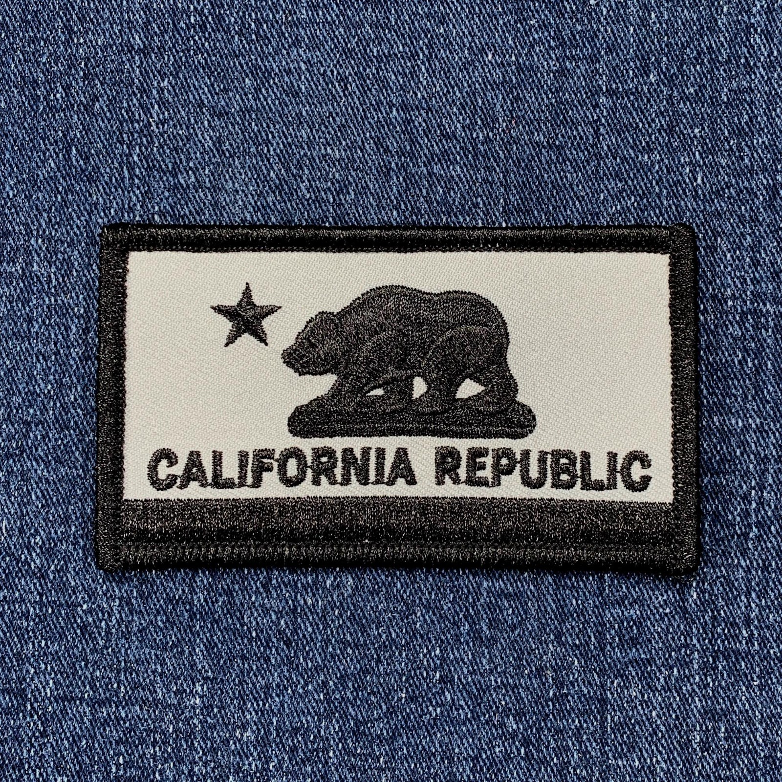 California Patch - Embroidered Gray & Black CA Flag Badge 3.25" (Iron On)