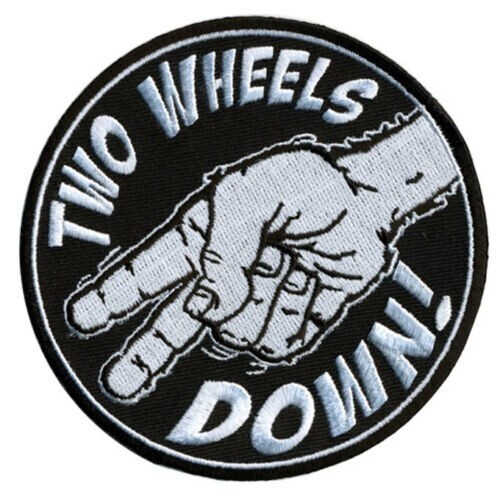 BROKEN WINGS TWO WHEELS DOWN BIKER PATCH - 2PC - 4.0 INCH
