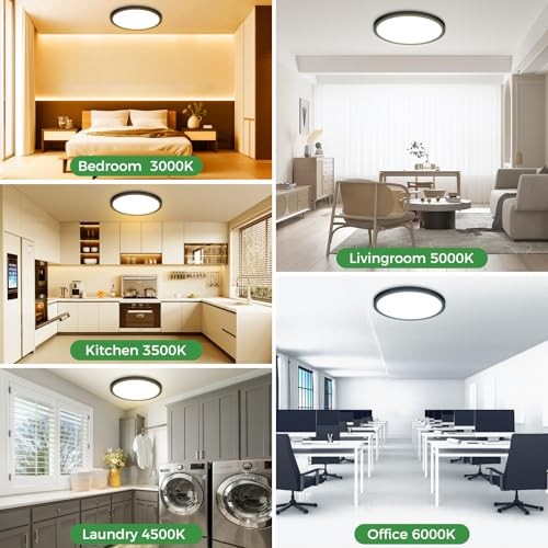 4Pack 13 inch LED Flush Mount Ceiling Lights, Dimmable 5 13"(4pack) Black