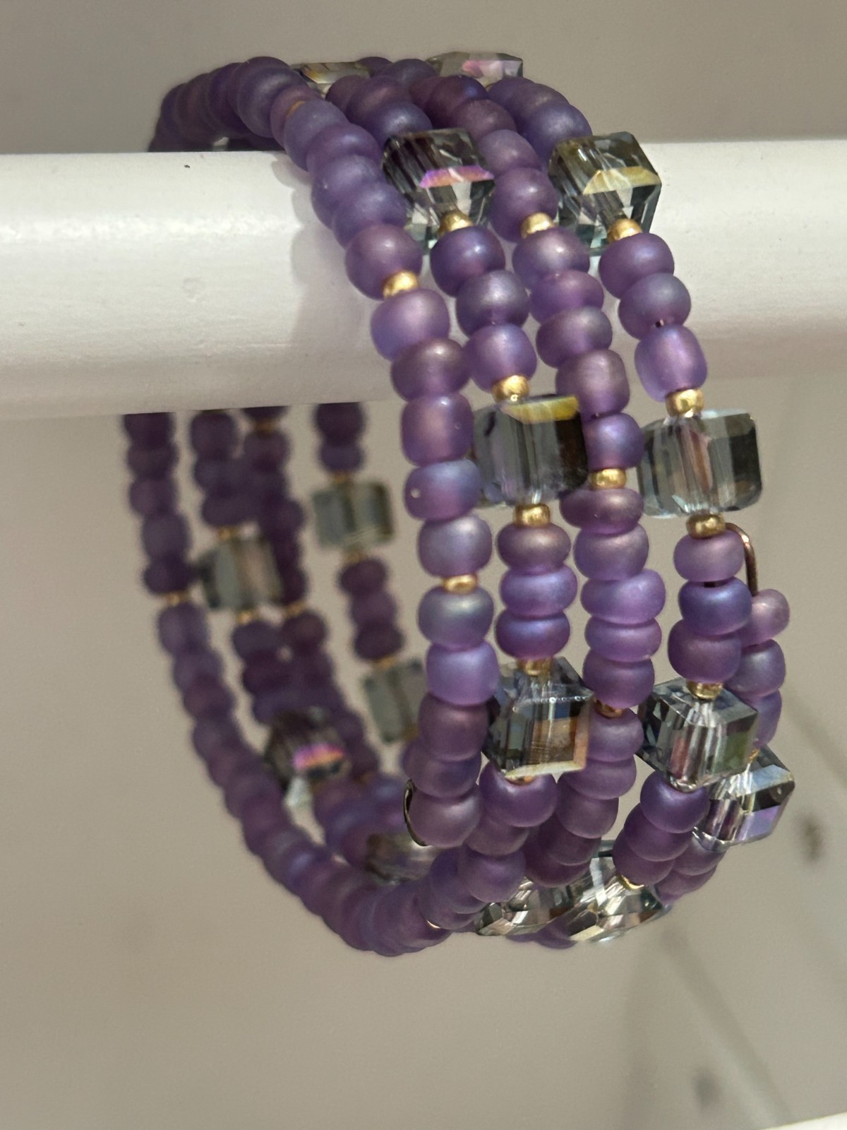 Purple / Gold Seed Bead Wrap Bracelet 23024
