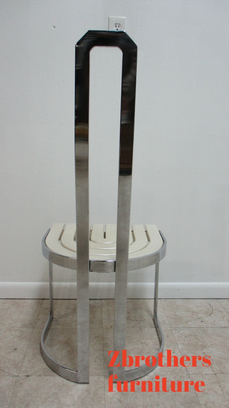 Vintage Design Institute Chrome High Back Dining Room Side Chair Mid Century B