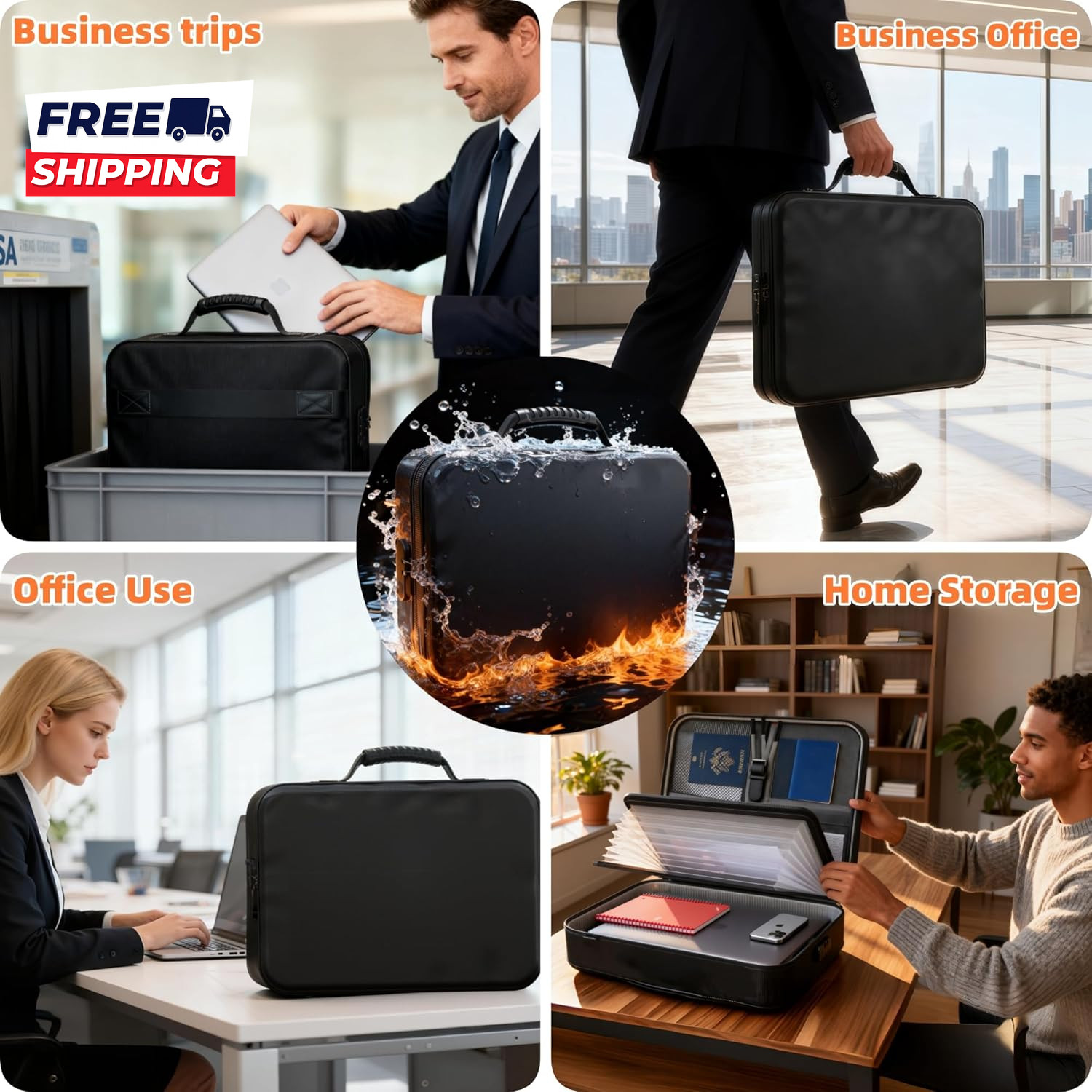 Fireproof Document Box (Soft-Shell) with Lock & Waterproof Zipper 5200°F Safe